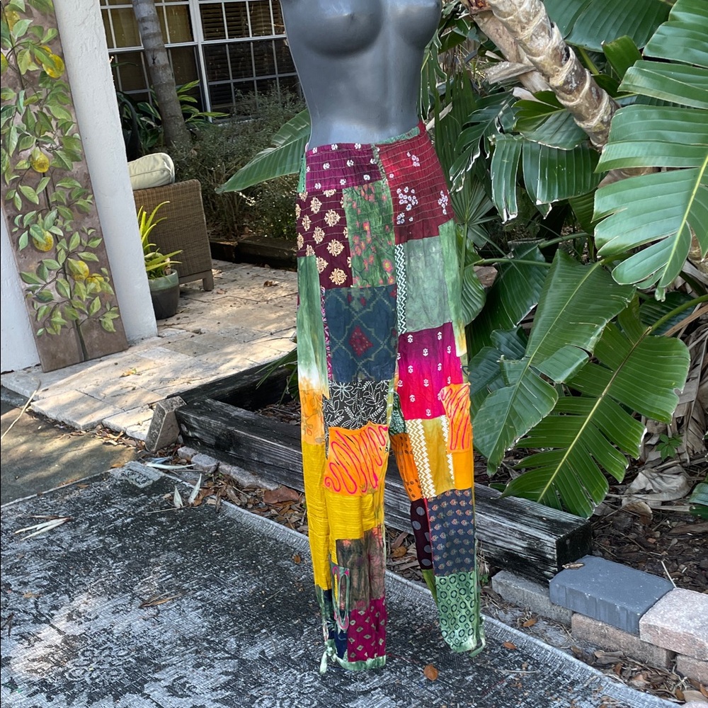 patchwork, balloon style harem , and pants with p… - image 1